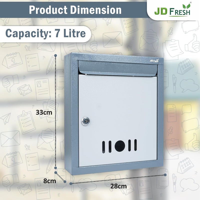 JD FRESH Wall Mount Letter BoxMail BoxSuggestion BoxComplaint Box for OfficePost Box for Home gate with Clear Window View Secure Key Lock Dark Grey A4 Size - Image 3