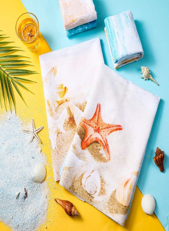 Tegeme 4 Pcs Beach Kitchen Dish Towels Coastal Hand Towels Ocean Beach Themed Gifts Sea Themed Bathroom Decor for Home 16 x 24 in - Image 2