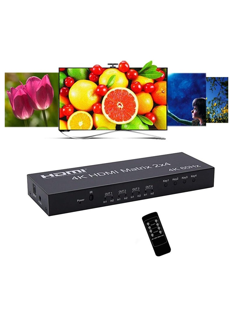 weiyoutong 2.0 HDMI Matrix 2x4 4K @ 60Hz HDR Switch Splitter 2 in 4 out RGB/YUV 4：4：4 Optical SPDIF + 3.5mm jack Audio Extractor HDMI Switcher  - Image 3