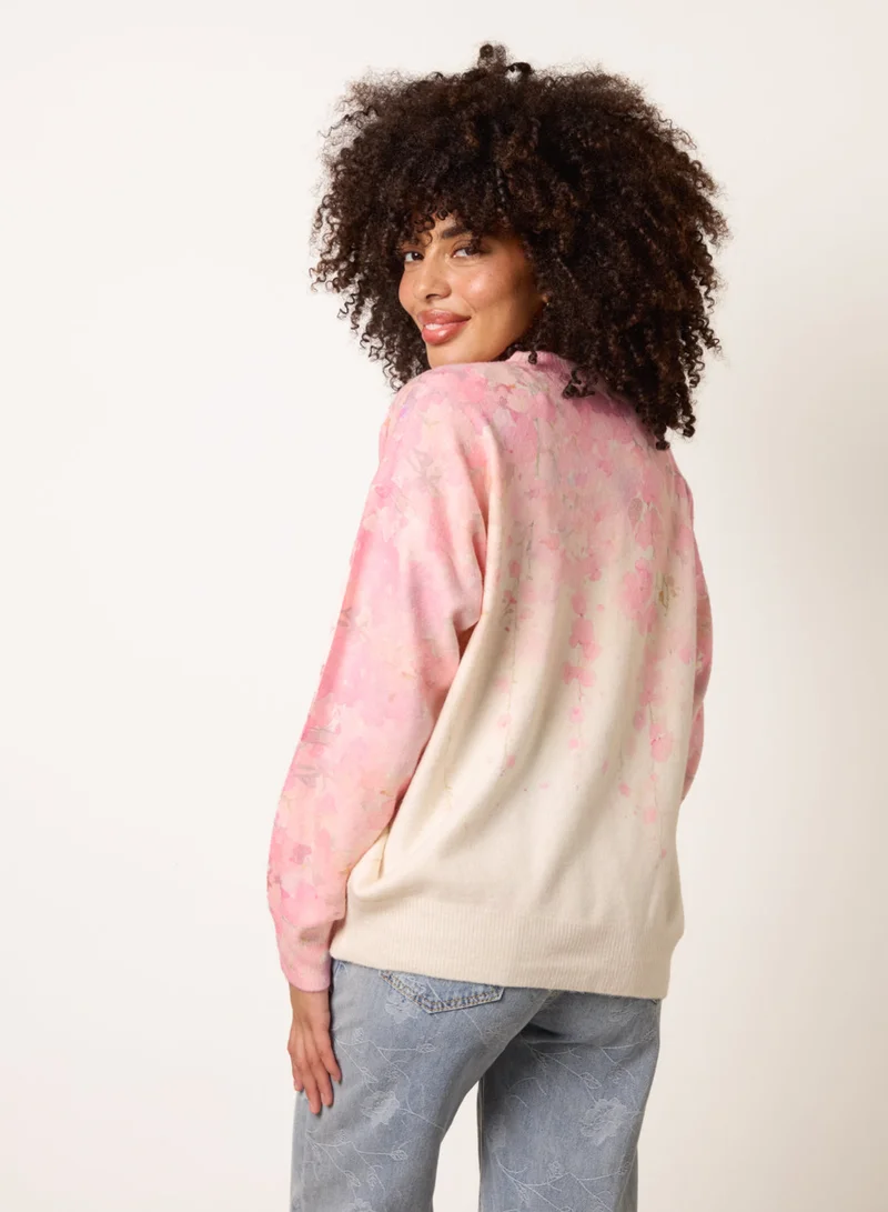 Blue Vanilla Floral Printed Jumper with Disc Sequin Detailing