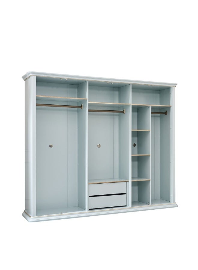DANUBE HOME Danube Home Bluebell 6 Door Wardrobe With Mirror Sturdy Closet Clothes Storage Cupboard Modern Design Space Saving Swing Door Cabinet For Bedroom L273.5Xw60Xh230Cm - Light Blue  - Image 4