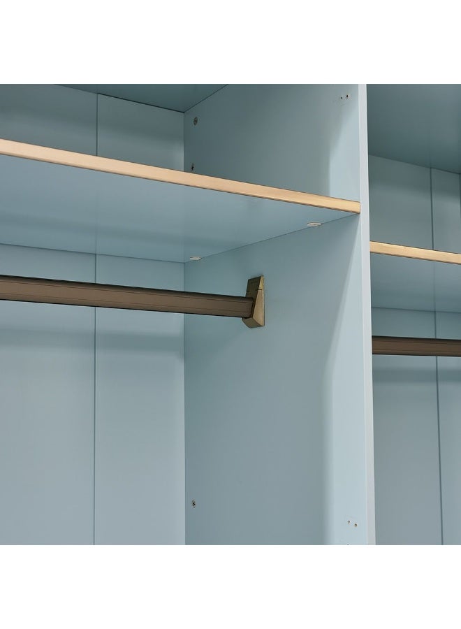 DANUBE HOME Danube Home Bluebell 6 Door Wardrobe With Mirror Sturdy Closet Clothes Storage Cupboard Modern Design Space Saving Swing Door Cabinet For Bedroom L273.5Xw60Xh230Cm - Light Blue  - Image 5