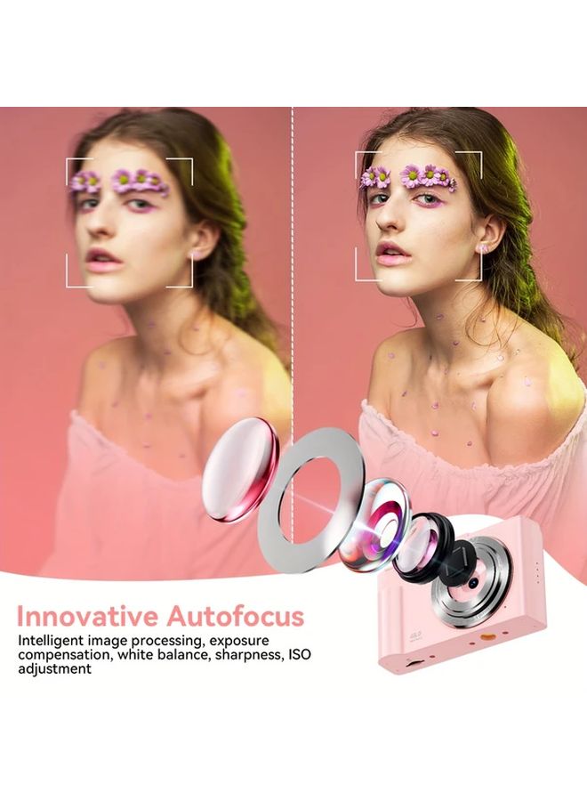 Rivgot Pink Digital Camera 16x Zoom 32GB SD Card Fill Light Stabilization Anti Shake USB Rechargeable - Image 5