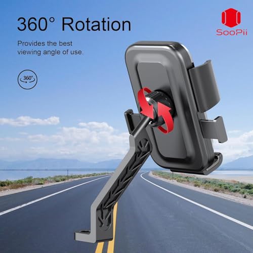 SOOPII Universal Bike Mobile Holder with One Click Locking | Anti-Slip and Adjustable Angle for Motorcycles, Bicycles, E-Bikes, Scooters, Shockproof & Heavy-Duty Mount for All Smartphones - Image 4