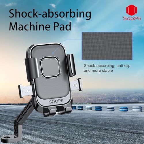 SOOPII Universal Bike Mobile Holder with One Click Locking | Anti-Slip and Adjustable Angle for Motorcycles, Bicycles, E-Bikes, Scooters, Shockproof & Heavy-Duty Mount for All Smartphones - Image 5