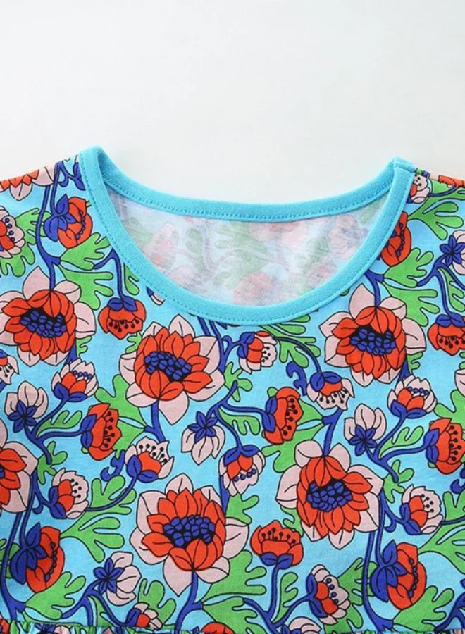 يونيكي Green Fit & Flare Crew Neck Floral Dress