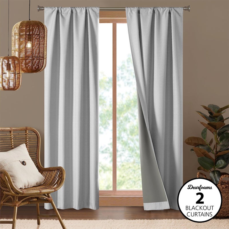 Dearfoams Energy Efficient Total Blackout Curtain Window Panel Set of 2  37"" x 84"" Silver - Image 2
