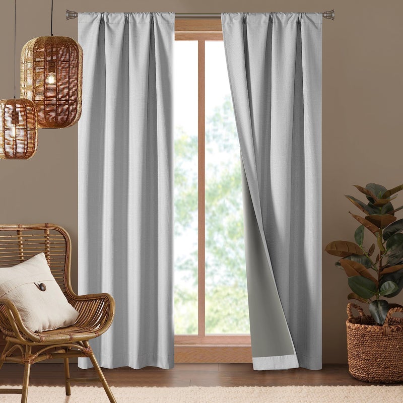 Dearfoams Energy Efficient Total Blackout Curtain Window Panel Set of 2  37"" x 84"" Silver - Image 1