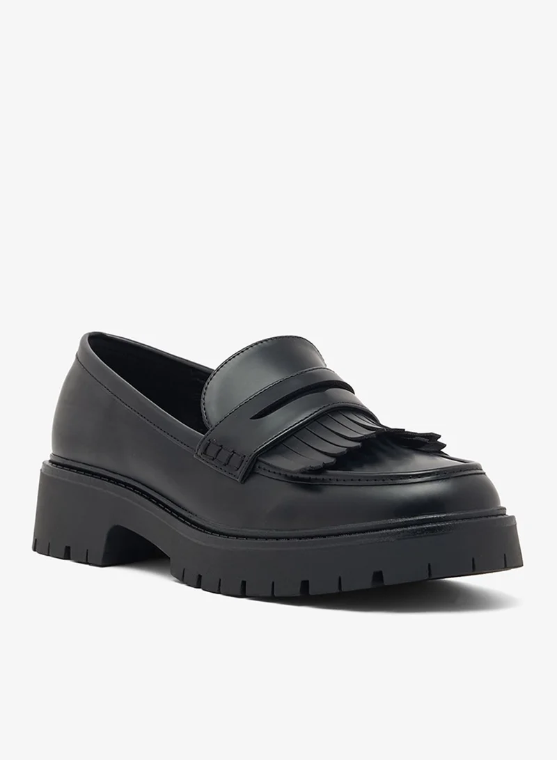 London Rebel BLACK PU Palmer Comfort Loafers for Women | Best Price UAE