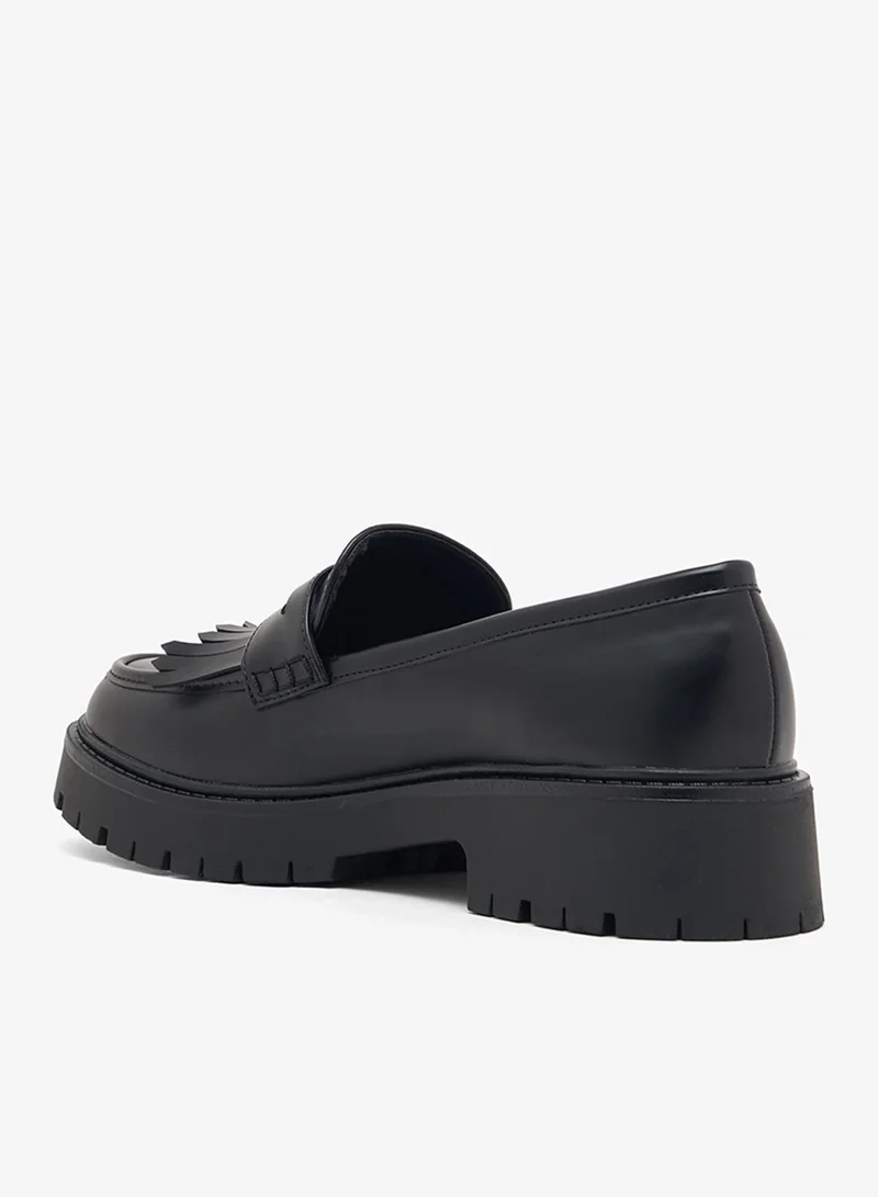 London Rebel BLACK PU Palmer Comfort Loafers for Women | Best Price UAE