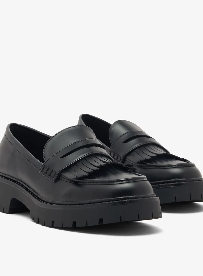 London Rebel BLACK PU Palmer Comfort Loafers for Women | Best Price UAE