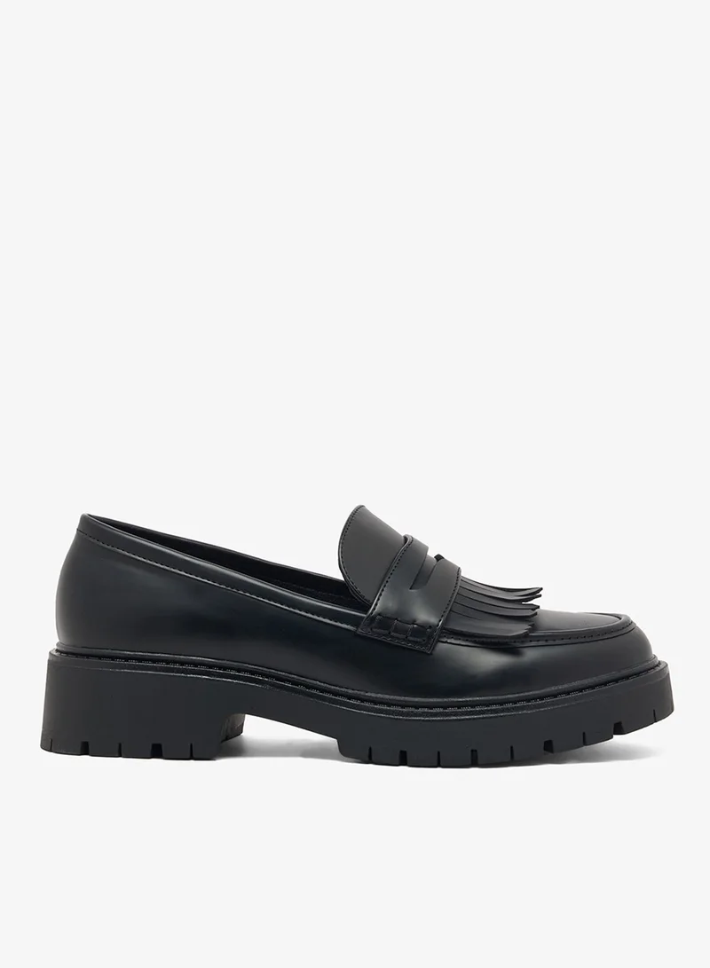 London Rebel BLACK PU Palmer Comfort Loafers for Women | Best Price UAE