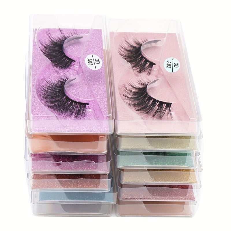 12 Pairs Natural Fluffy False Eyelashes 3D Mink Mixed Lengths Cat Eye Style - Image 2