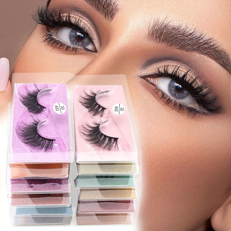 12 Pairs Natural Fluffy False Eyelashes 3D Mink Mixed Lengths Cat Eye Style - Image 3