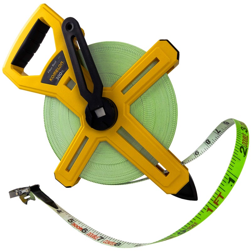 Komelon 6633 Open Reel Fiberglass Tape Measure 300Feet Yellow