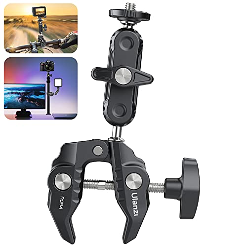 UURIG R094 Super Clamp, Multi-Functional Camera C Clamp Mount,1/4" Ball Head Monitor Mount 3/8" Hole Adjustable Video Shooting,Mobile Clip Compatible with DJI OSMO 360/Pocket 3/Insta 360x5/Monitor/Light/Mic - Image 1