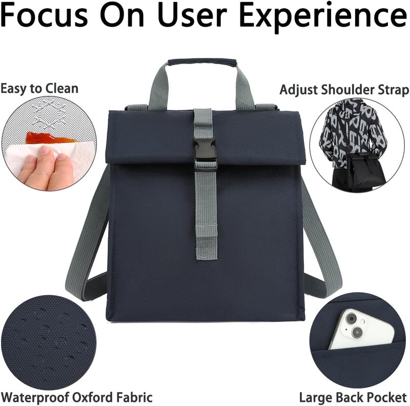 GYEUKHAM Insulated Lunch Bag for Men/Women,Roll top Reusable Lunch Box with Adjustable Shoulder Strap,Thermal Lunch Cooler Tote Container for Adults Work Office Picnic,Cyan - Image 5