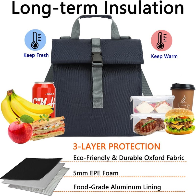 GYEUKHAM Insulated Lunch Bag for Men/Women,Roll top Reusable Lunch Box with Adjustable Shoulder Strap,Thermal Lunch Cooler Tote Container for Adults Work Office Picnic,Cyan - Image 4