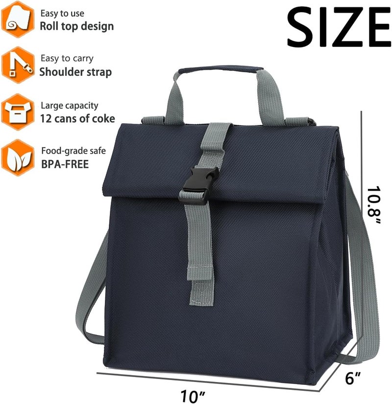 GYEUKHAM Insulated Lunch Bag for Men/Women,Roll top Reusable Lunch Box with Adjustable Shoulder Strap,Thermal Lunch Cooler Tote Container for Adults Work Office Picnic,Cyan - Image 3