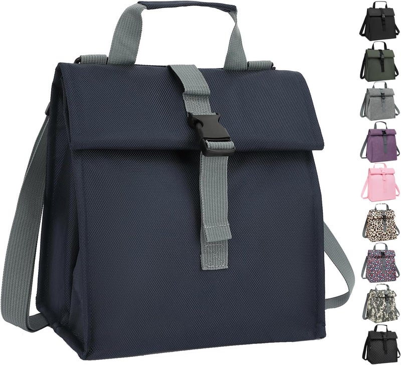 GYEUKHAM Insulated Lunch Bag for Men/Women,Roll top Reusable Lunch Box with Adjustable Shoulder Strap,Thermal Lunch Cooler Tote Container for Adults Work Office Picnic,Cyan - Image 1