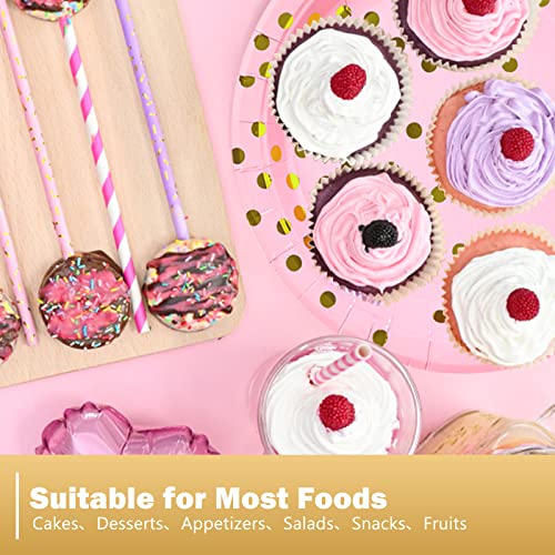 CENLBJ Pink and Gold Party Supplies, Pink Paper Dessert Plates (50-Count) - Image 5