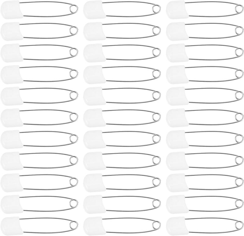 40pcs Diaper Pins with Locking Mechanism for Cloth Diapers and Nappy Pads Reusable Rounded Safety Pins with Compact Flat Design for Nursery - Image 1