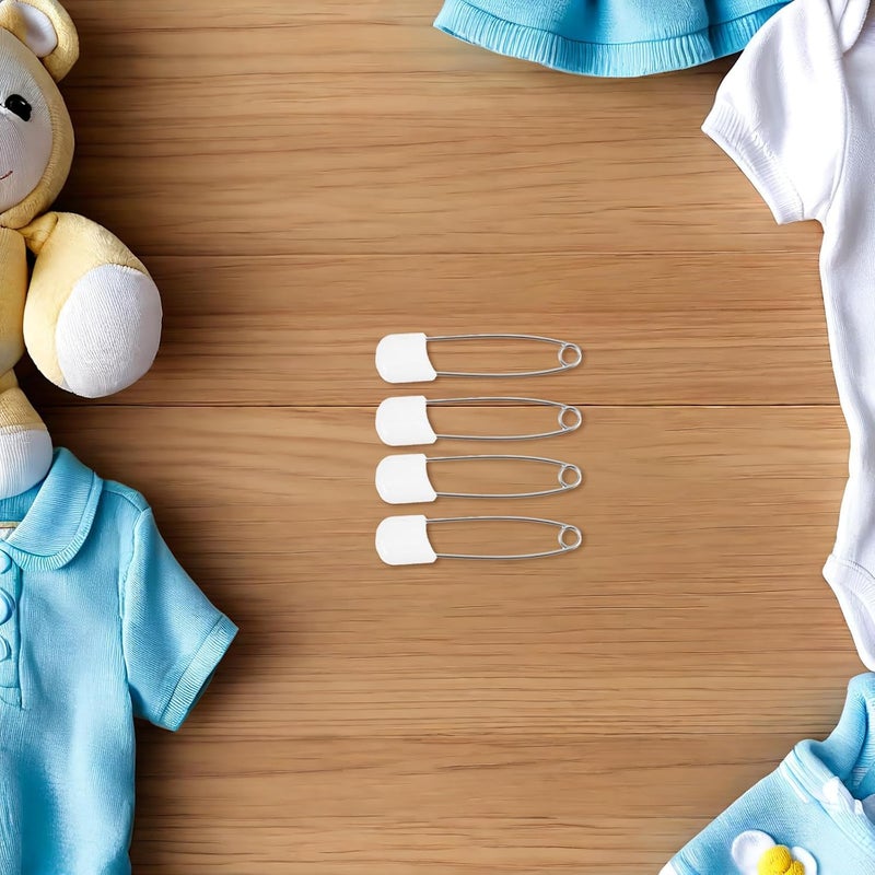 40pcs Diaper Pins with Locking Mechanism for Cloth Diapers and Nappy Pads Reusable Rounded Safety Pins with Compact Flat Design for Nursery - Image 5