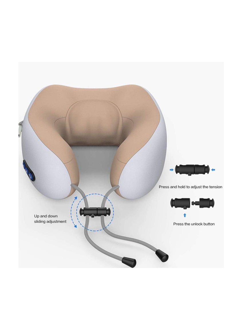 Travel Pillows For Sleeping Airplane, Portable Electric Neck Massager Soft Comfortable Breathable U-Shaped Memory Foam Massage Neck Pillow For Car Home