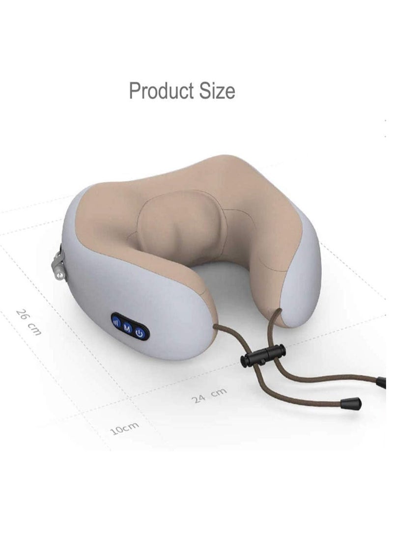 Travel Pillows For Sleeping Airplane, Portable Electric Neck Massager Soft Comfortable Breathable U-Shaped Memory Foam Massage Neck Pillow For Car Home