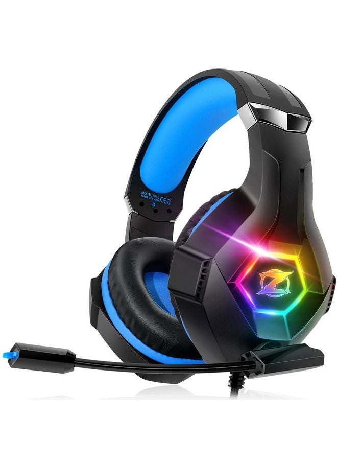 أوزينو سماعة رأس للألعاب Ps5 Ps4 مع صوت محيطي 7.1، سماعات رأس للألعاب مع خاصية إلغاء الضوضاء وميكروفون مرن Rgb LED خفيف للأذنين لأجهزة Ps5، Ps4، Xbox Series X/S، الكمبيوتر الشخصي، Mac  - Image 1