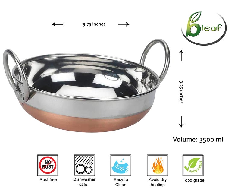 BLeaf Stainless Steel-Copper Bottom Kadhai/Frying Kadhai - Image 5