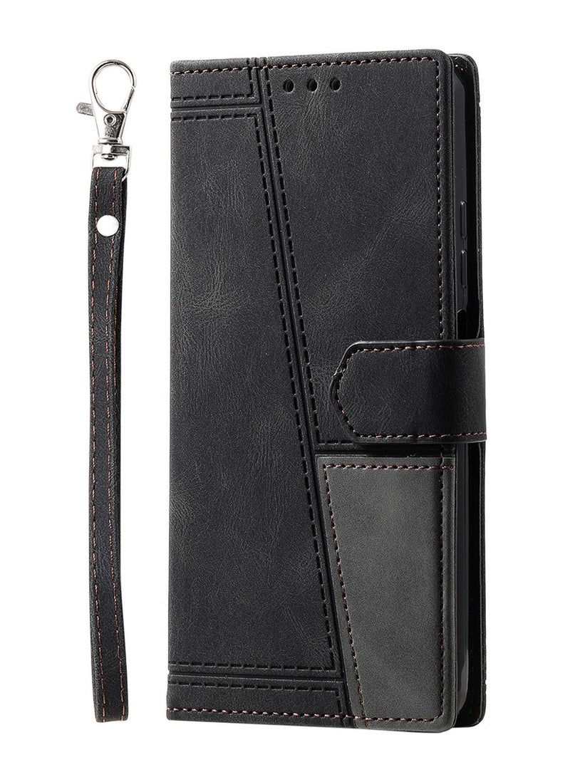 Suteni Color Block Flip Cover Card Slots Leather Phone Case for Samsung - Image 1