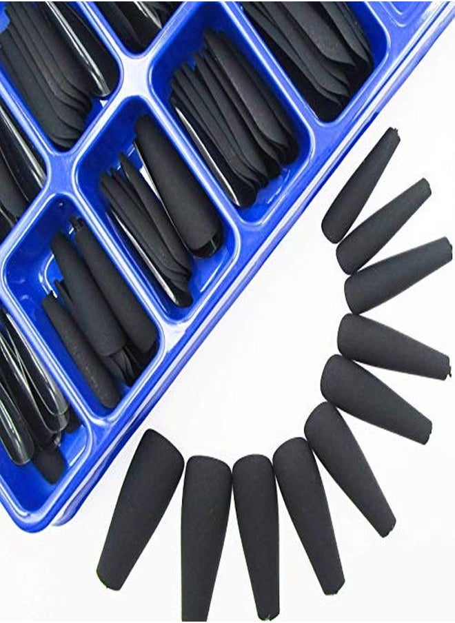 LoveOurHome 100Pc Long Coffin Press On Nails Coffin Shaped Ballerina Matte False Fake Nails Artifical Acrylic Nail Tips Fingernails Extension Decor For Women Girls (Black)  - Image 3