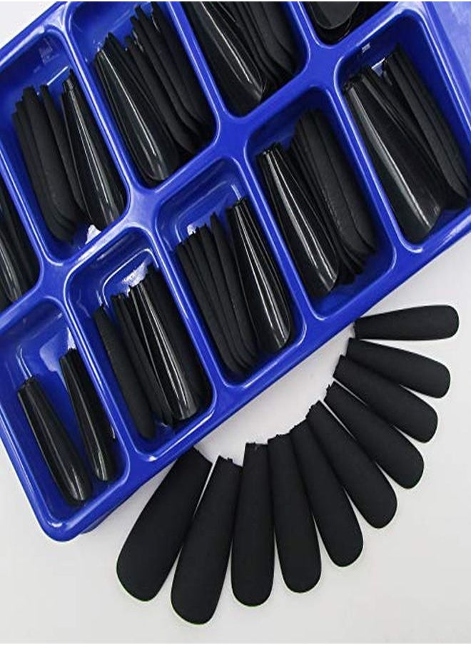 LoveOurHome 100Pc Long Coffin Press On Nails Coffin Shaped Ballerina Matte False Fake Nails Artifical Acrylic Nail Tips Fingernails Extension Decor For Women Girls (Black)  - Image 2