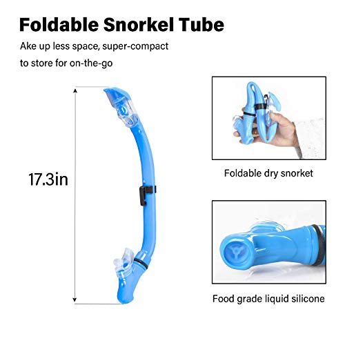 Aisrida Kids Snorkeling Set Children Mask Fin Snorkel Set Snorkeling Gear Snorkel Mask + Adjustable Swimming Kids Flippers+ Dry Snorkel Tube + Travel Bags (Light Blue) - Image 4