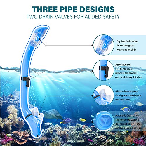 Aisrida Kids Snorkeling Set Children Mask Fin Snorkel Set Snorkeling Gear Snorkel Mask + Adjustable Swimming Kids Flippers+ Dry Snorkel Tube + Travel Bags (Light Blue) - Image 3