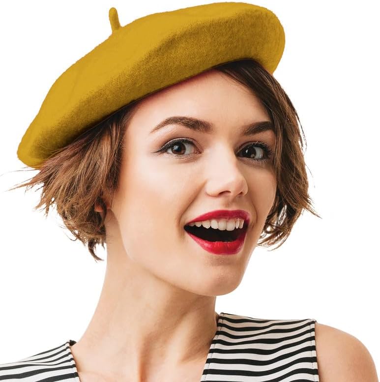 KANGAROO Vintage French Beret - Unisex Wool Hat for Men & Women, Cosplay, Costume Party, Parisian Fashion Accessory - Image 1