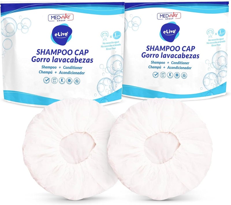 MedVance No Rinse Shampoo Cap | Rinse Free Shower Cap that Shampoos & Conditions | PH Balanced & Hypoallergenic Waterless Hair Wash | 2 Pack - Image 1