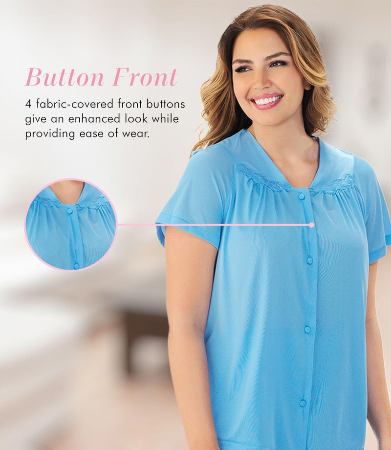 Exquisite Form Women's 90107 Nylon Tricot Short Sleeve Matching Pajama Set - Image 2