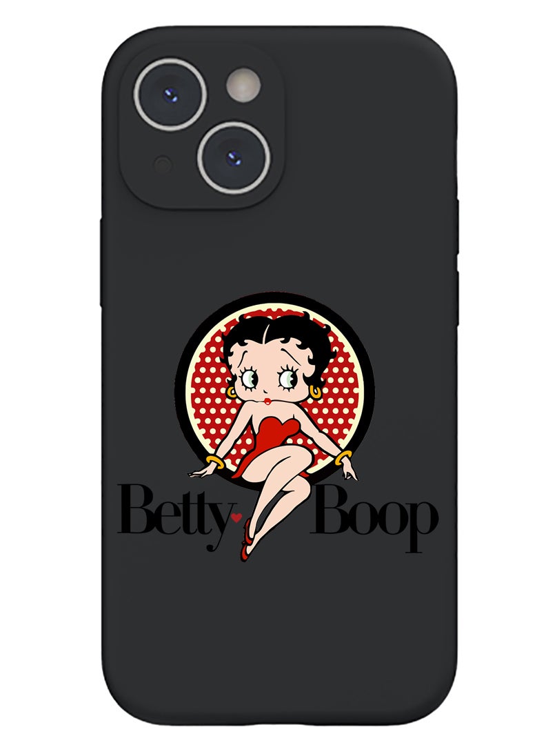 Theodor غلاف حماية نحيف من السيليكون السائل مع حماية كاملة ضد الخدش والصدمات لجهاز آيفون 15 بلس باللون الأسود - بيتي بوب - Image 1