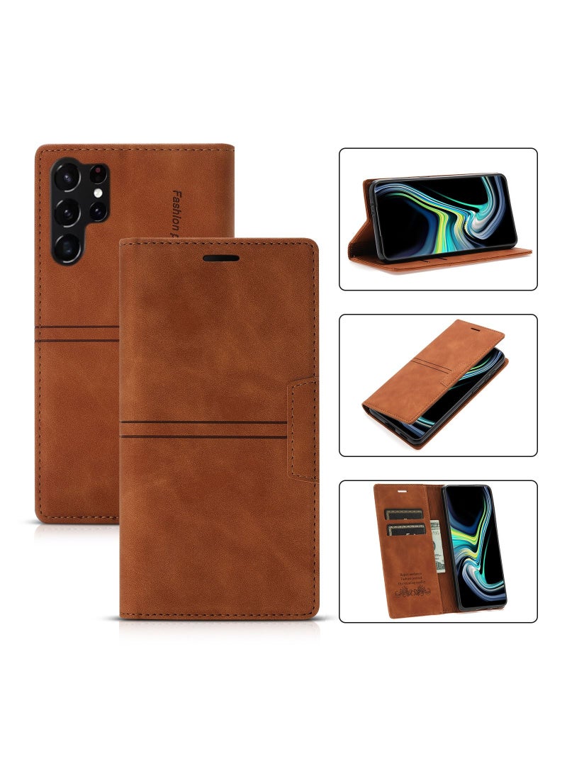 Suteni Flip Cover Hidden Card Slots Leather Phone Case for Samsung - Image 3