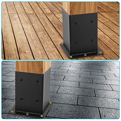 AXWHYS 4x4 Post Base 8 Pcs, (Inner Size 3.6x3.6) Post Anchors, 13GA Thick Solid Steel & Black Powder Coated,Deck Post Brackets Support Deck Base Plate Pergola Brackets Fence Kit Mailbox Mount… - Image 5