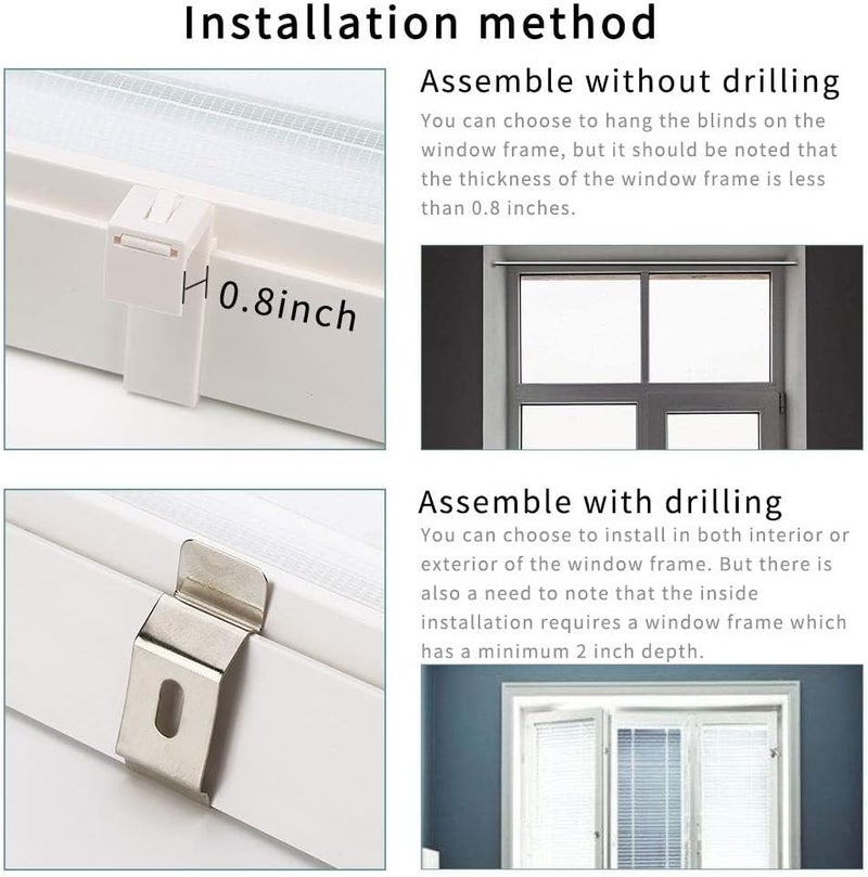 SMONTER LUCKUP Roller Blind for Day and Night, with Installation Accessories, Polyester, White, 50CM×150CM-2PACK - Image 5
