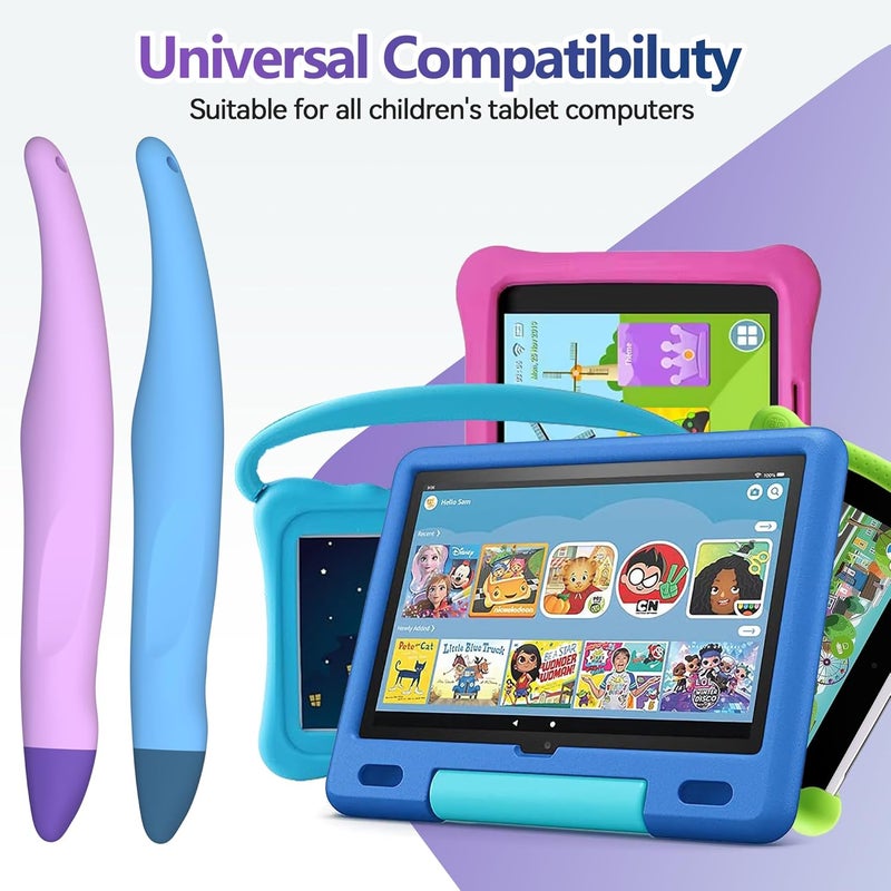 AWINNER 2 Pack Kid-Friendly Stylus Pens for Touch Screens,Tablet Stylus Pen Purple Blue Stylus Universal Touch Screen Capacitive Stylus Compatible with Kindle ipad iPhone - Image 2