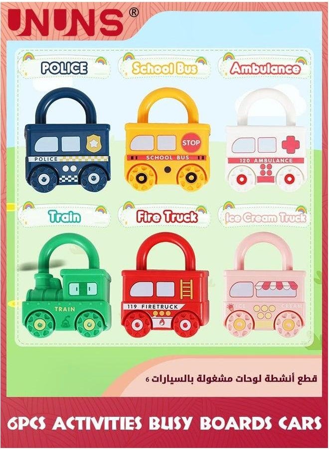 UNUNS Montessori Educational Learning Games,6Pcs Toddler Lock And Key Toys,Toddlers Activities Busy Boards Cars,Matching Sorting Toys,Preschool Sensory Gifts For Baby Boys Girls 3 6 18+Months  - Image 3