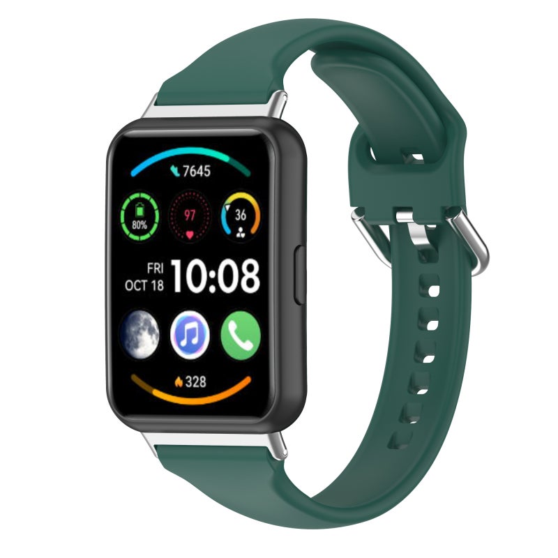 erorex For Huawei Watch Fit 2 Small Waist Silicone Watch Band, Size:L(Green) - Image 1