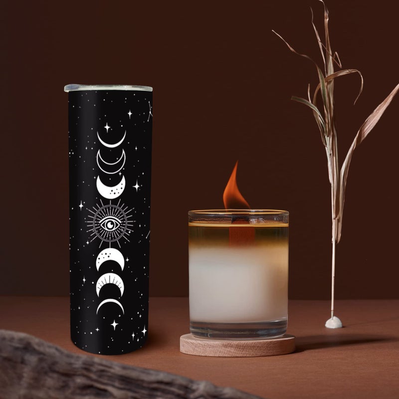 Mofvugz Goth Moon Tumbler with Lid and Straw  Moon Phase Gothic Decor  Black Vacuum Insulated Stainless Steel 20 Oz Witchy Tumbler Cup- Halloween Spooky Gifts for Women  Goth Witch Stuff Coffee Travel Mug - Image 5