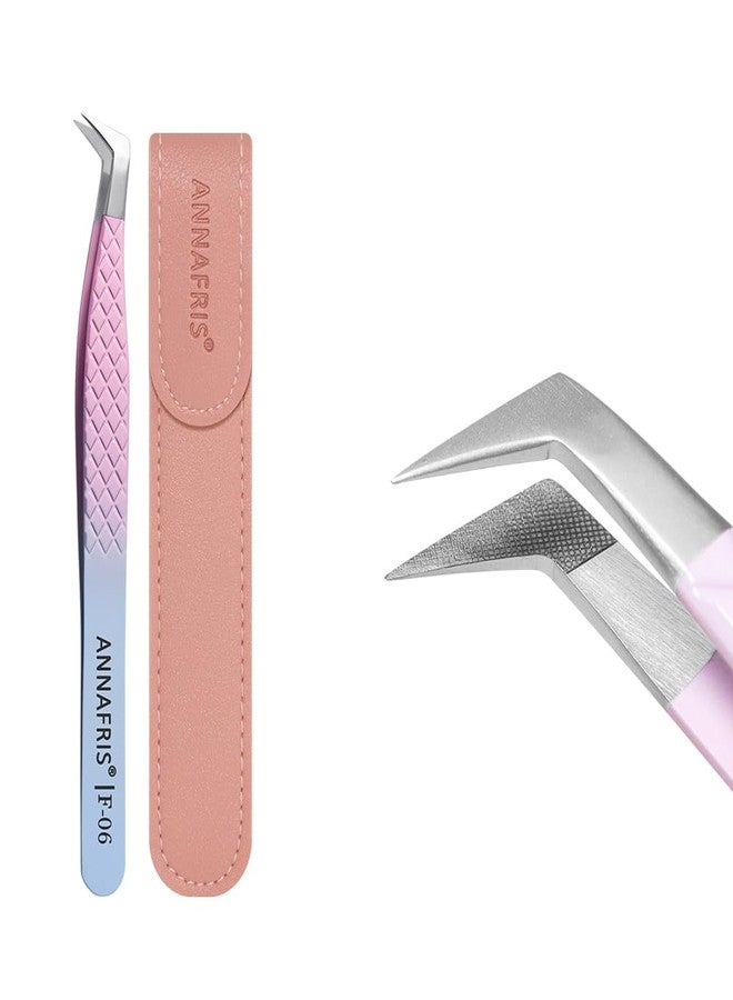 ANNAFRIS Eyelash Extension Tweezers,Fiber Tip Grip Boot Volume Lash Tweezers,Professional Pointed Lash Extension Tweezers for Easy Lash Application and Removal-F06 - Image 1