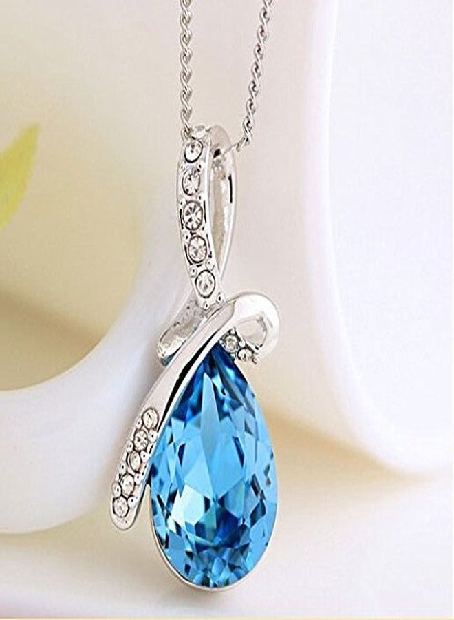 Shining Diva Valentine Gift By Shining Diva Platinum Plated Crystal Jewellery Pendant Necklace for Girls and Women -Blue(vgg5943np) - Image 3