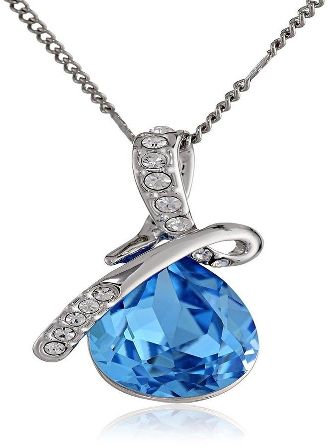 Shining Diva Valentine Gift By Shining Diva Platinum Plated Crystal Jewellery Pendant Necklace for Girls and Women -Blue(vgg5943np) - Image 1